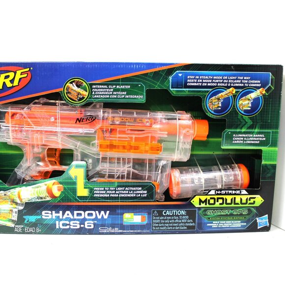 Hasbro Nerf-N-Strike Modulus Ghost Ops System Shadow ICS-6 Blaster Barrel Darts - Picture 2 of 12